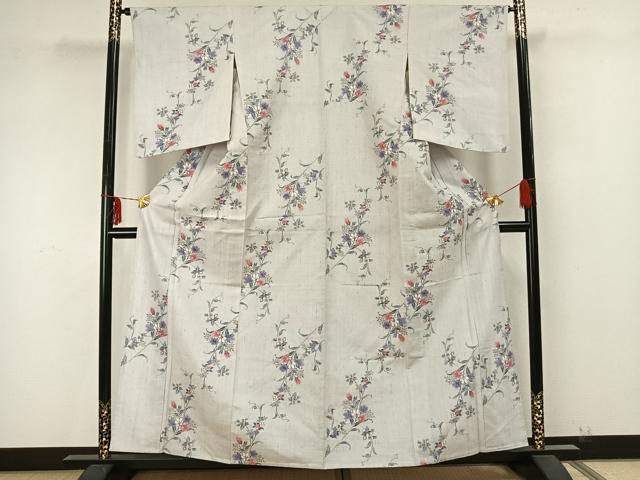 平和屋着物▽上質な紬　単衣　草花文　正絹　逸品　AAAZ9263fy 平和屋着物▽上質な紬 単衣 草花文 正絹 逸品 DAAT9393az 【公式通販】