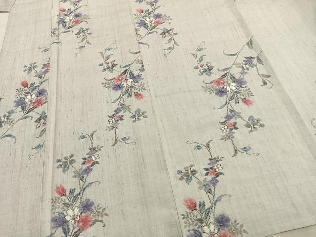 平和屋着物▽上質な紬 単衣 草花文 正絹 逸品 AAAZ9359fy 【公式通販】