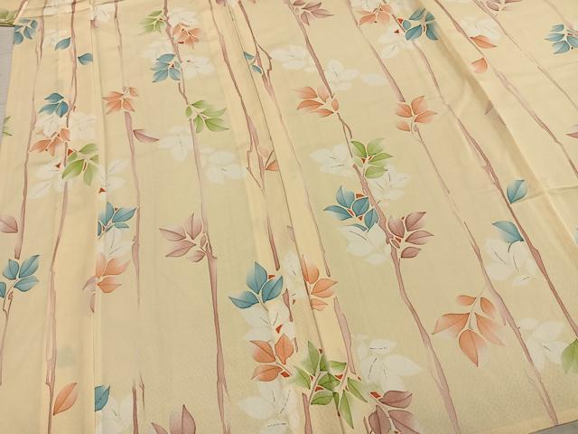 平和屋着物▽上質な小紋 単衣 枝花文 正絹 逸品 DAAV9925sf