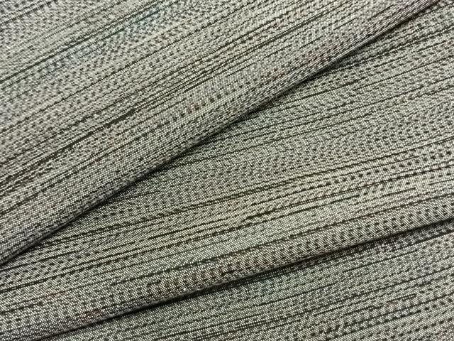 平和屋着物▽上質な紬　単衣　横縞　正絹　逸品　AAAZ9385fy