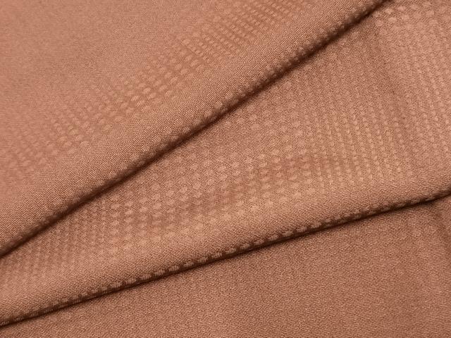 平和屋着物▽上質な色無地　単衣　市松地紋　小豆色　正絹　逸品　AAAZ9403fy