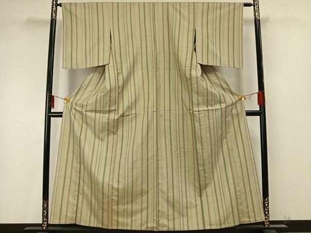 平和屋着物▽上質な紬　単衣　縞　正絹　逸品　AAAW1324fy 平和屋着物▽上質な紬 単衣 縞 正絹 逸品 AAAW1324fy 平和屋着物