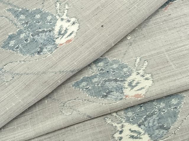 平和屋着物▽上質な紬　単衣　舞蝶文　正絹　逸品　未使用　AAAZ9416fy