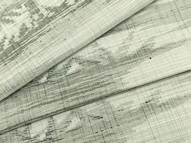 平和屋着物▽上質な紬　単衣　風景文　正絹　逸品　AAAZ9425fy