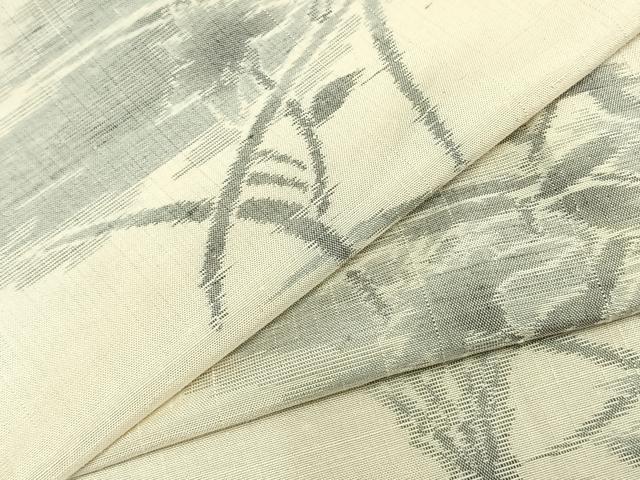 平和屋着物▽上質な紬　単衣　草花文　正絹　逸品　未使用　AAAZ9431fy