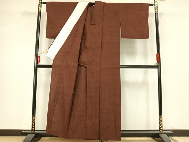 平和屋着物▽上質な紬　単衣　よろけ縞　正絹　逸品　AAAZ9433fy 平和屋着物▽上質な紬 単衣 よろけ縞 正絹 逸品 AAAZ9433fy 紬