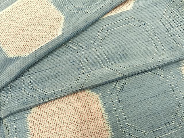 平和屋着物▽上質な紬　単衣　亀甲文様　正絹　逸品　AAAZ9435fy