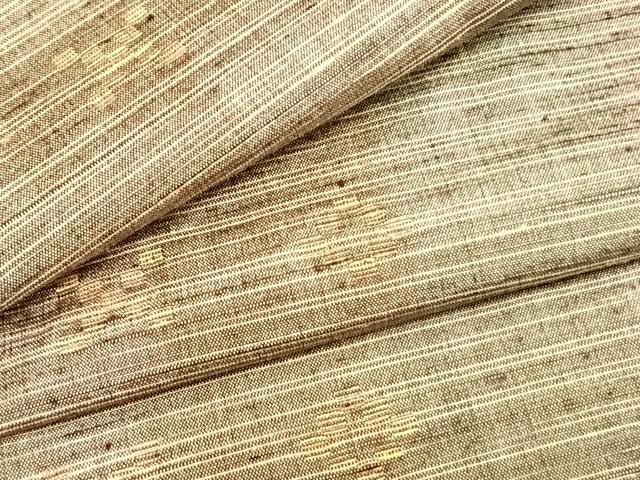 平和屋着物▽手織紅彩紬　単衣　花織　幾何学文様　反端付き　正絹　逸品　AAAZ9437fy