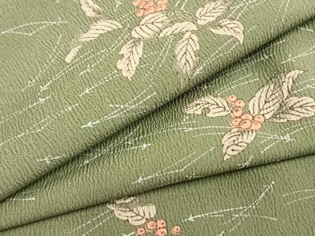 平和屋着物▽小紋　単衣　南天文　洗える着物　AAAZ9468fy