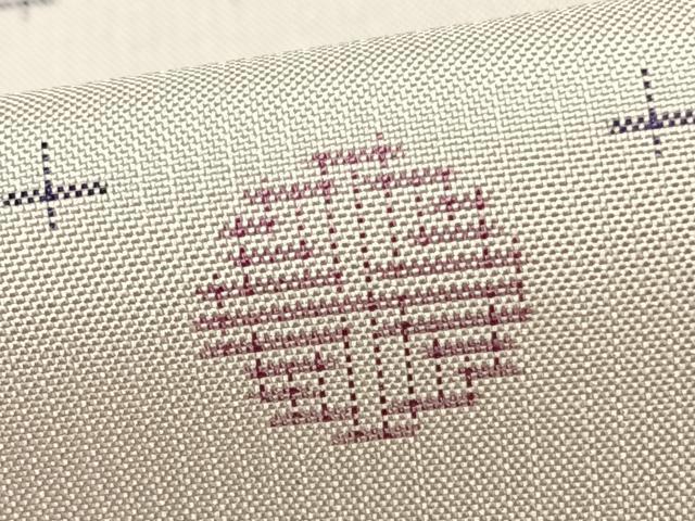 平和屋着物▽本場大島紬 単衣 さねん月桃染 幾何学文様