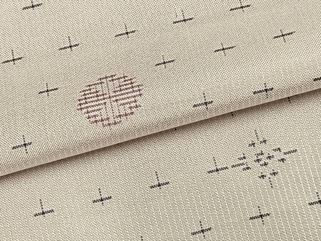 平和屋着物▽本場大島紬　単衣　さねん月桃染　幾何学文様　やまと誂製　窪田織物謹製　証紙付き　ロング丈　正絹　逸品　AAAZ9473fy 平和屋着物▽本場大島紬 単衣 さねん月桃染 幾何学文様