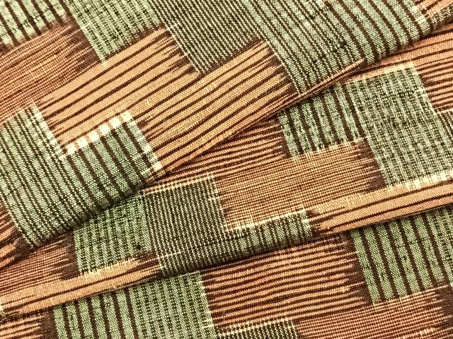 平和屋着物▽上質な紬　単衣　幾何学文　正絹　逸品　AAAZ9474fy