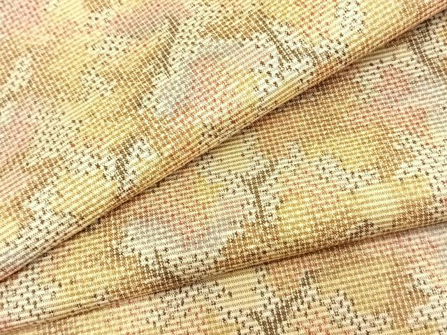 平和屋着物▽上質な紬　単衣　樹林文　正絹　逸品　AAAZ9479fy