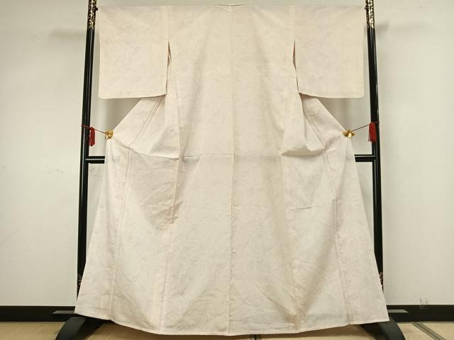 平和屋着物▽本塩沢　単衣　110亀甲　草花文　正絹　逸品　AAAZ9512fy_1