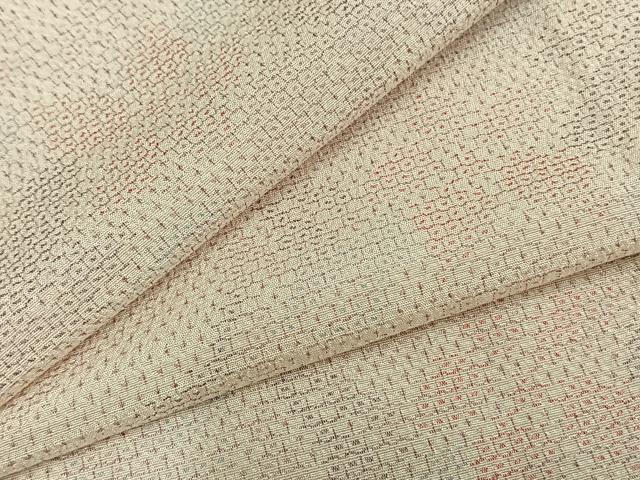 平和屋着物▽本塩沢　単衣　110亀甲　草花文　正絹　逸品　AAAZ9512fy