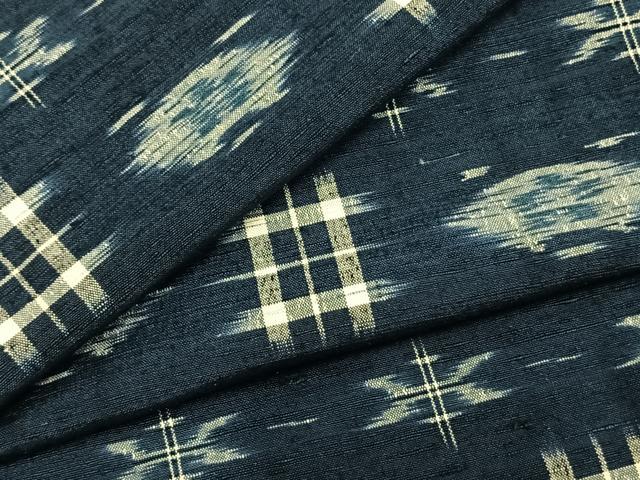 平和屋着物▽上質な紬　単衣　絣柄　正絹　逸品　AAAZ9529fy