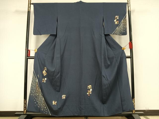 平和屋着物▽訪問着　単衣　源氏香花文　金銀彩　正絹　逸品　AAAZ9575fy