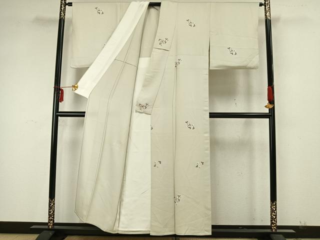 平和屋着物▽上質な小紋 単衣 花唐草文 金彩 正絹 逸品 AAAZ9582fy