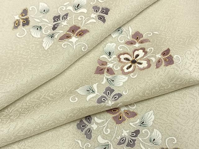 平和屋着物▽上質な小紋　単衣　花唐草文　金彩　正絹　逸品　AAAZ9582fy