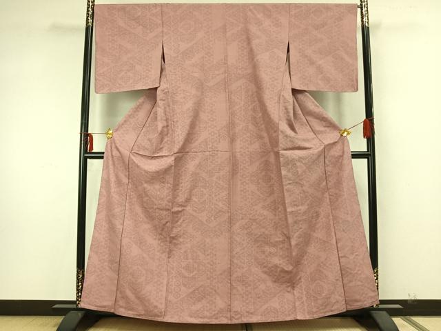 平和屋着物▽結城紬　単衣　80亀甲　幾何学文様　正絹　逸品　AAAZ9601fy 平和屋着物▽結城紬 単衣 80亀甲 幾何学文様 正絹 逸品 AAAZ9601fy