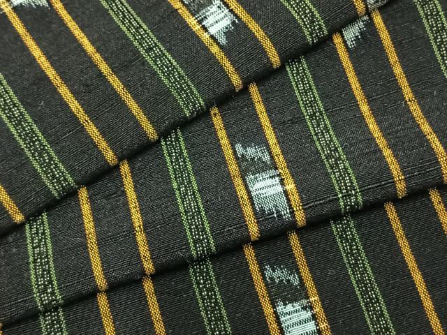 平和屋着物▽上質な紬　単衣　縞　正絹　逸品　AAAZ9608fy