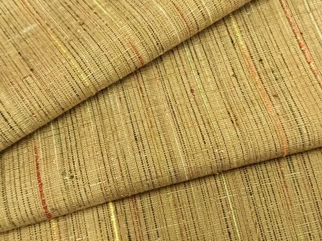 平和屋着物▽上質な紬　単衣　縞　正絹　逸品　AAAZ9610fy