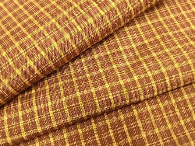 平和屋着物▽本場黄八丈　平織　紬　単衣　格子　正絹　逸品　AAAZ9622fy