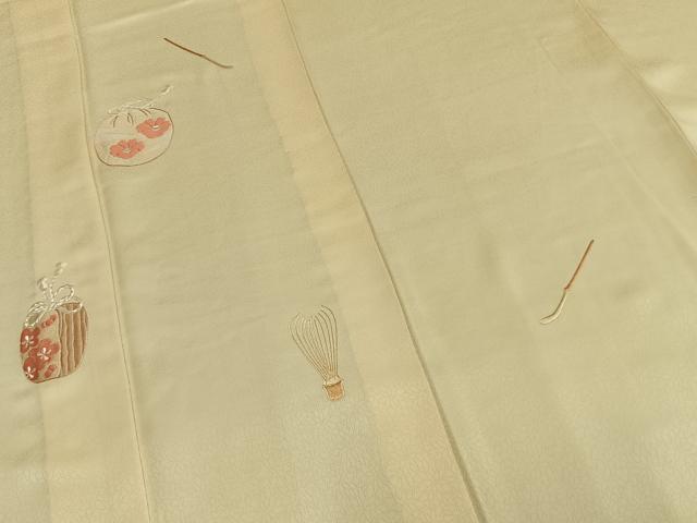 平和屋着物▽訪問着 単衣 総刺繍 仕覆花文 正絹 逸品