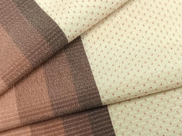 平和屋着物▽本塩沢　単衣　間道　正絹　逸品　AAAZ9641fy