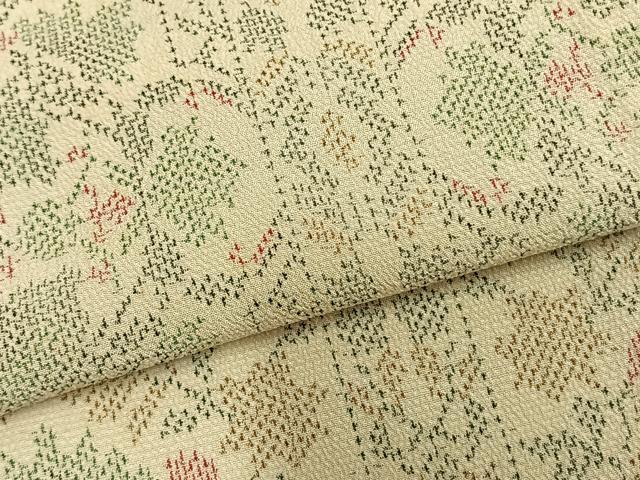 平和屋着物▽本塩沢 単衣 幾何学文 正絹 逸品 AAAZ9649fy