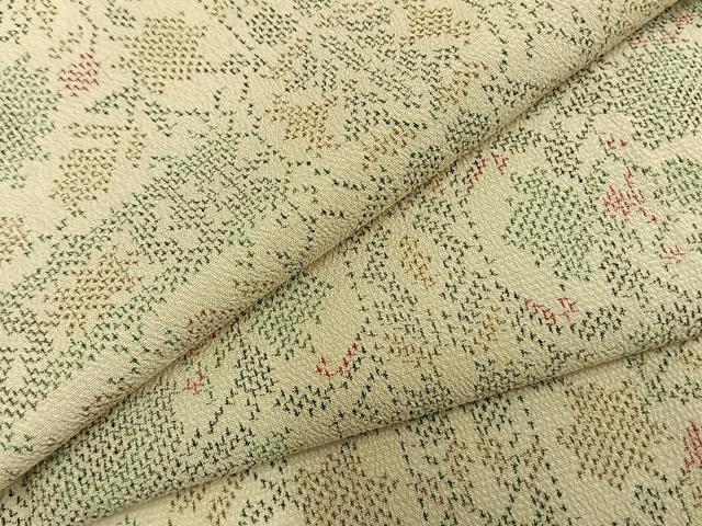 平和屋着物▽本塩沢　単衣　幾何学文　正絹　逸品　AAAZ9649fy