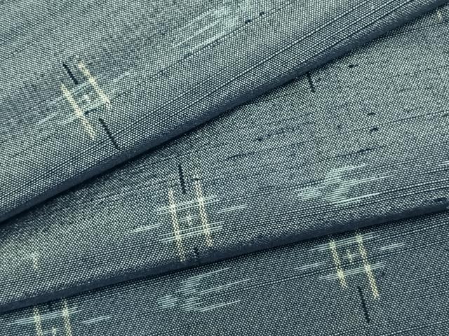 平和屋着物▽上質な紬　単衣　絣柄　正絹　逸品　AAAZ9662fy