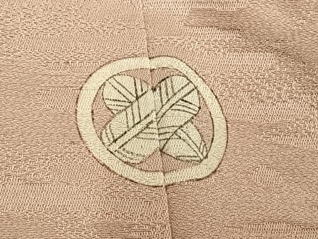 平和屋着物▽上質な色無地 単衣 霞地紋 灰桜色 正絹 逸品