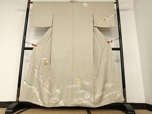 平和屋着物●訪問着　友禅　駒刺繍　雪輪重ね花文　金彩　正絹　逸品　AABA0085zg