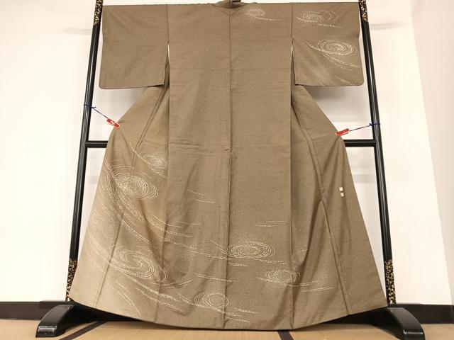 平和屋着物●石川県指定無形文化財　牛首紬　白山工房　手織り　訪問着　吉田匡廣　流水文　暈し染め　正絹　逸品　AABA0127zg