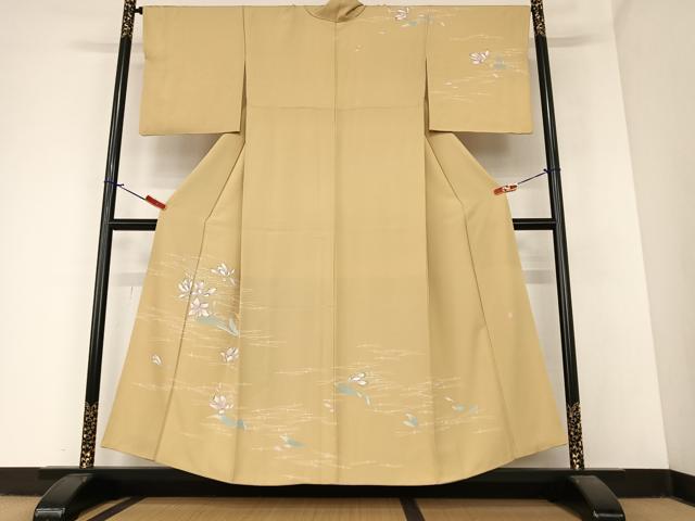 平和屋着物●訪問着　友禅　作家物　枝花文　敷松葉　正絹　逸品　AABA0144zg