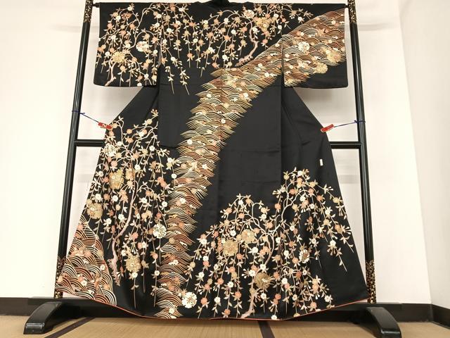 平和屋着物●十日町老舗ブランド　吉澤友禅　吾妻徳穂　訪問着　駒刺繍　雪輪枝花文　金彩　正絹　逸品　AABA0145zg