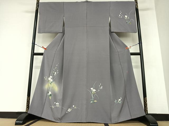 平和屋着物●訪問着　友禅　作家物　司　草花文　正絹　逸品　AABA0162zg