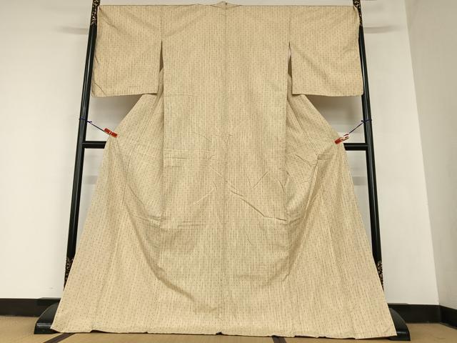 平和屋着物●上質な紬　十字絣文様　ロング丈　正絹　逸品　AABA0166zg 平和屋着物○上質な紬 十字絣文様 ロング丈 正絹 逸品 AABA0166zg