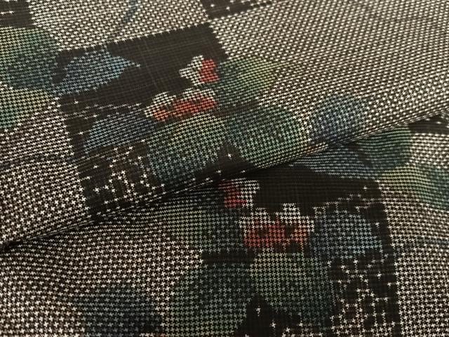 平和屋着物○本場大島紬 純泥染め 一元7マルキ 手織り 枝花文