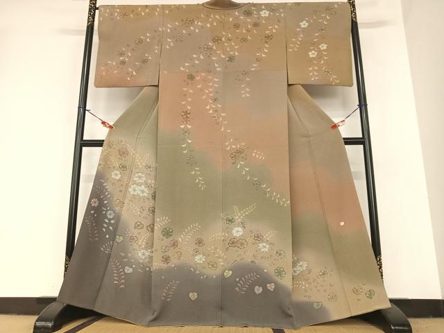 平和屋着物●訪問着　作家物　手描き　舞花文　暈し染め　正絹　逸品　AABA0203zg