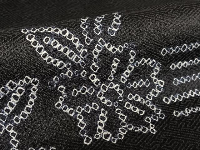 平和屋着物○訪問着 絞り 松竹梅 黒地 正絹 逸品 AABA0205zg