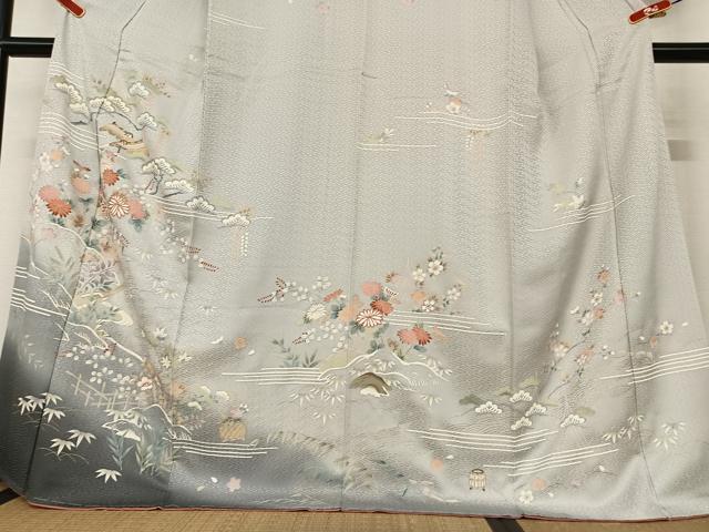 平和屋着物○訪問着 友禅 松竹梅風景文 暈し染め 金彩 正絹 逸品