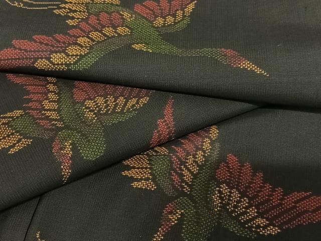 平和屋着物●本場大島紬　泥染め　カタス7マルキ　地空き　飛鳥文　黒地　正絹　逸品　AABA0222zg