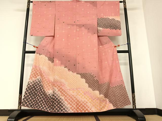 平和屋着物●菅原工房　菅原結作　漢方染紬　紬　訪問着　絞り　正絹　逸品　AABA0249zg