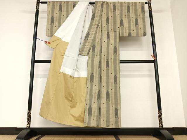 平和屋着物○上質な紬 矢羽根間道 正絹 逸品 AABA0252zg