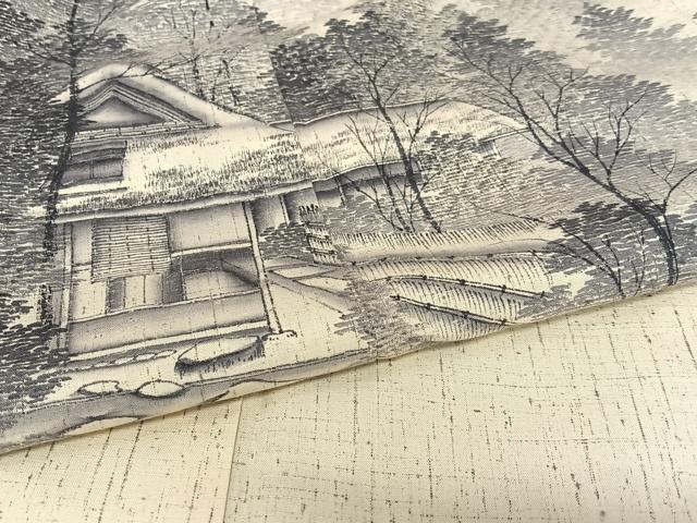 平和屋着物○訪問着 作家物 紬地 手描き 京都裏千家 正絹 逸品