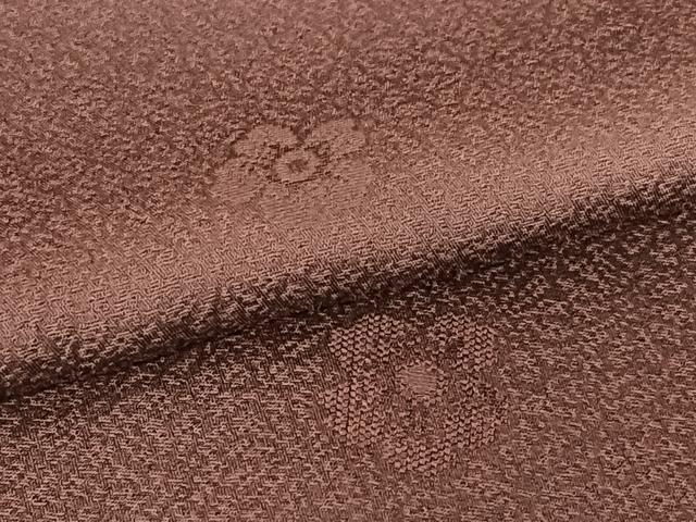 平和屋着物○上質な色無地 舞花地紋 紫鳶色 正絹 逸品 未使用