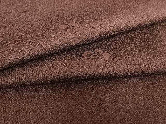 平和屋着物●上質な色無地　舞花地紋　紫鳶色　正絹　逸品　未使用　AABA0265zg