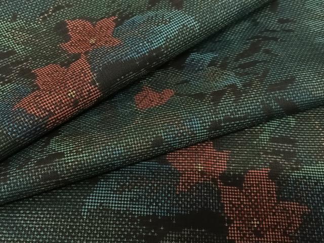 平和屋着物●本場大島紬　カタス7マルキ　枝花文　正絹　逸品　AABA0266zg